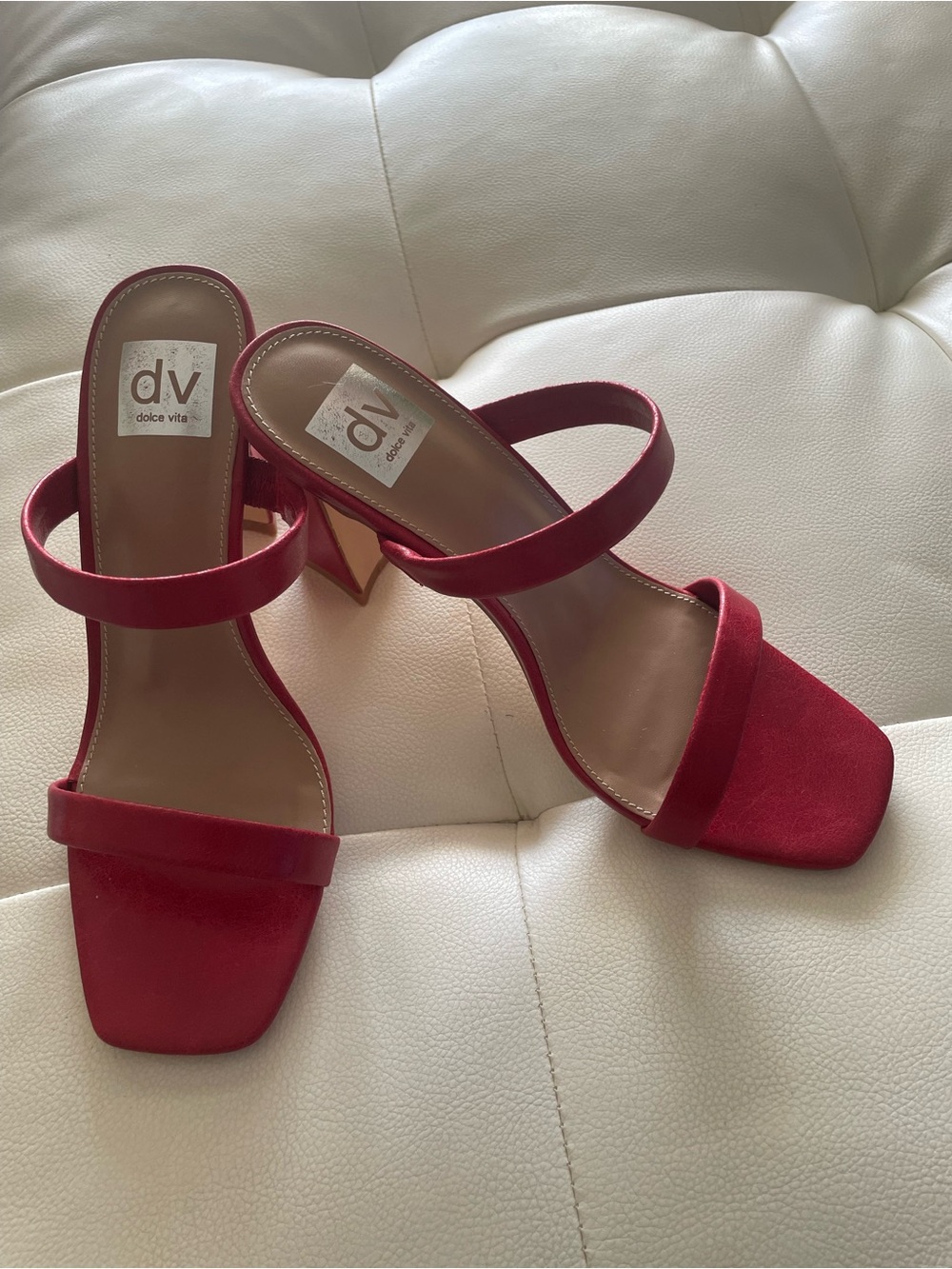 Dolce Vita Cherry Red Double-Strap Block Heel Sandals - Picture 5 of 12